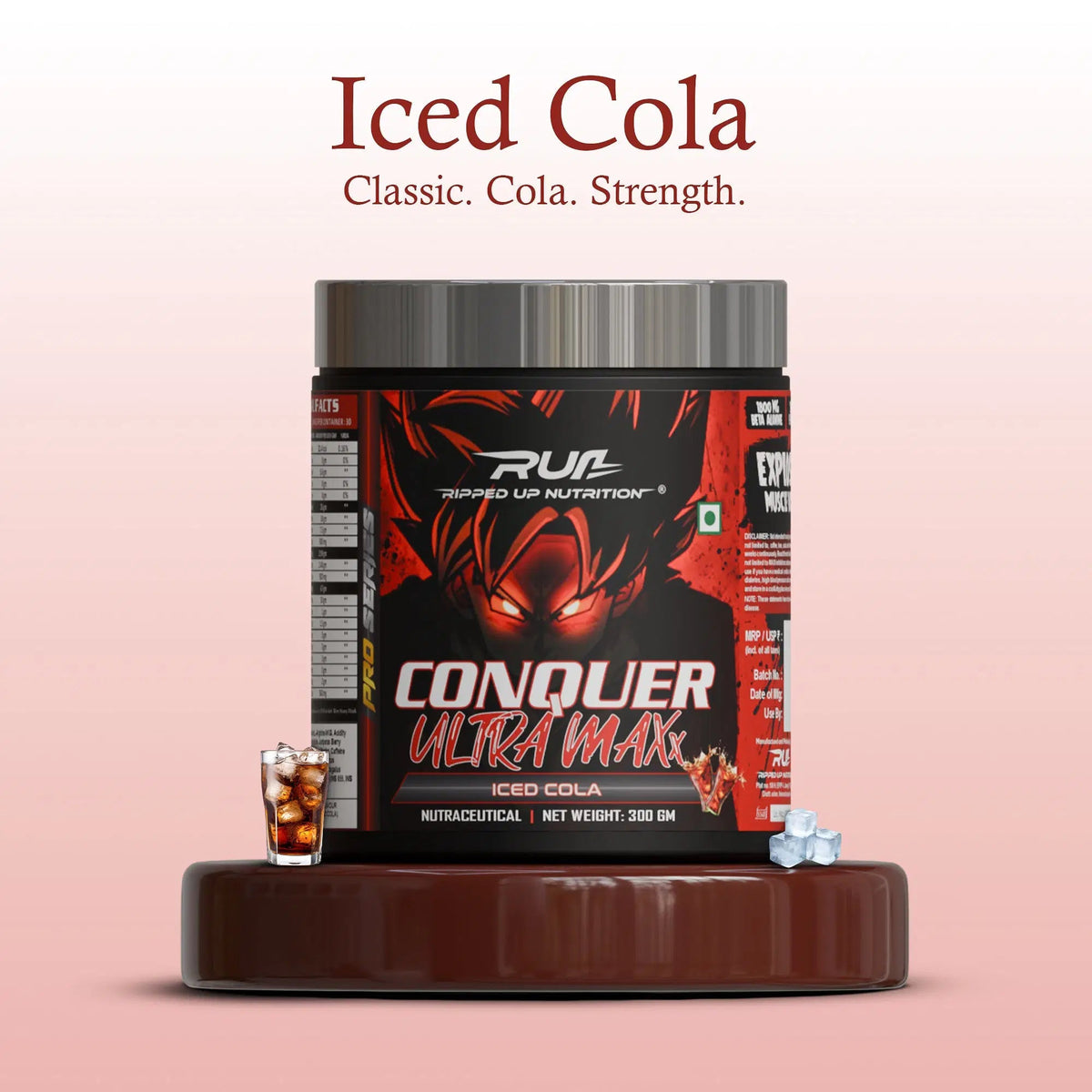 RIPPED UP NUTRITION PRE-WORKOUT ULTRA MAXX CONQUER 300 GM ICED COLA