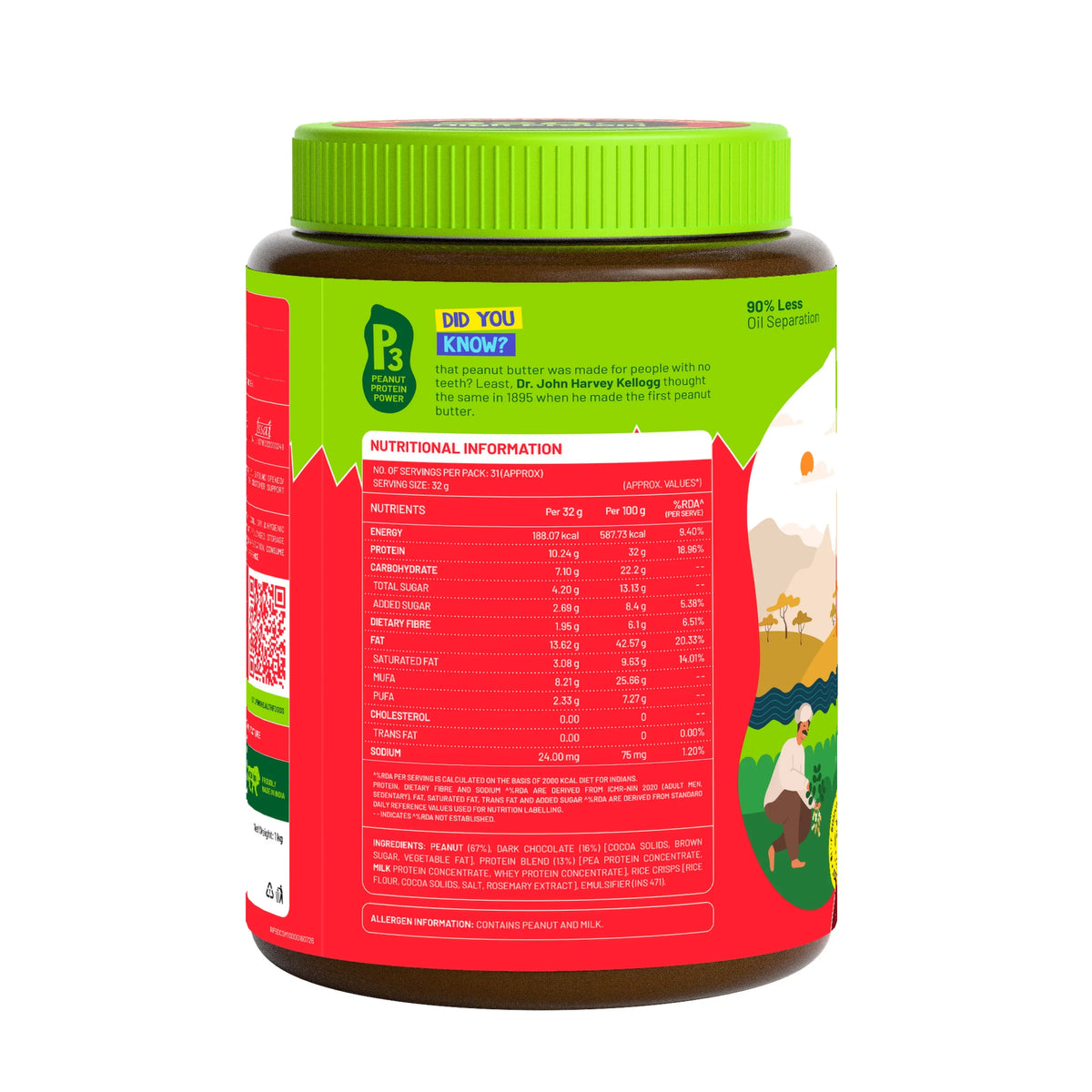 Alpino High Protein Peanut Butter 1 Kg Dark Chocolate Crisp