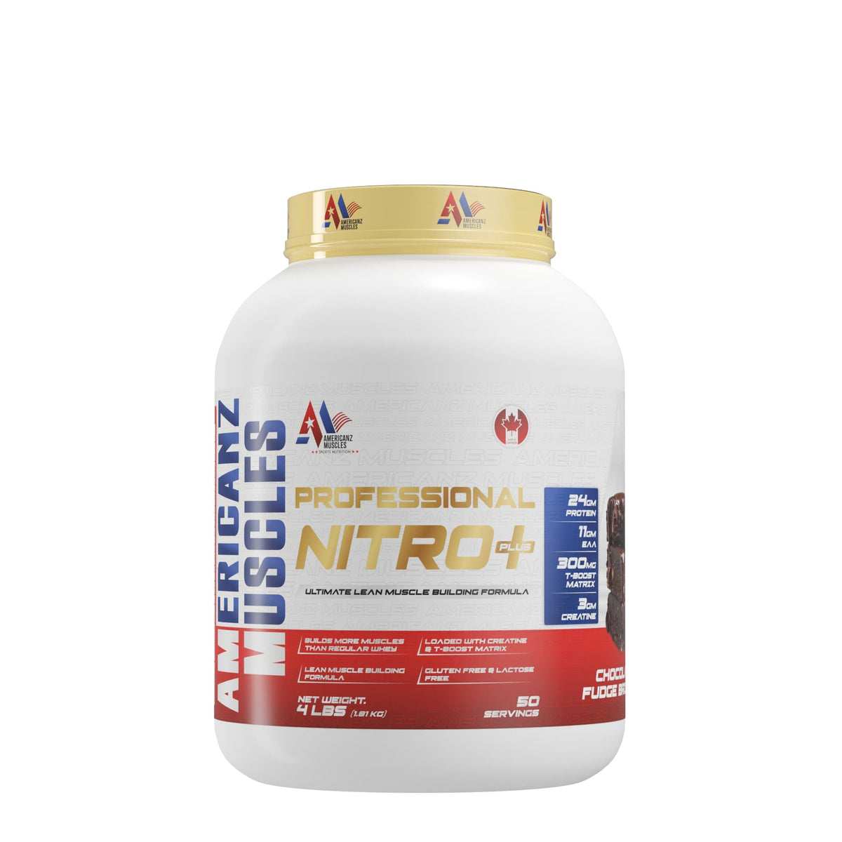 Americanz Muscles Professional Nitro Plus 1.81 Kg Chocolate Fudge Brownie - front