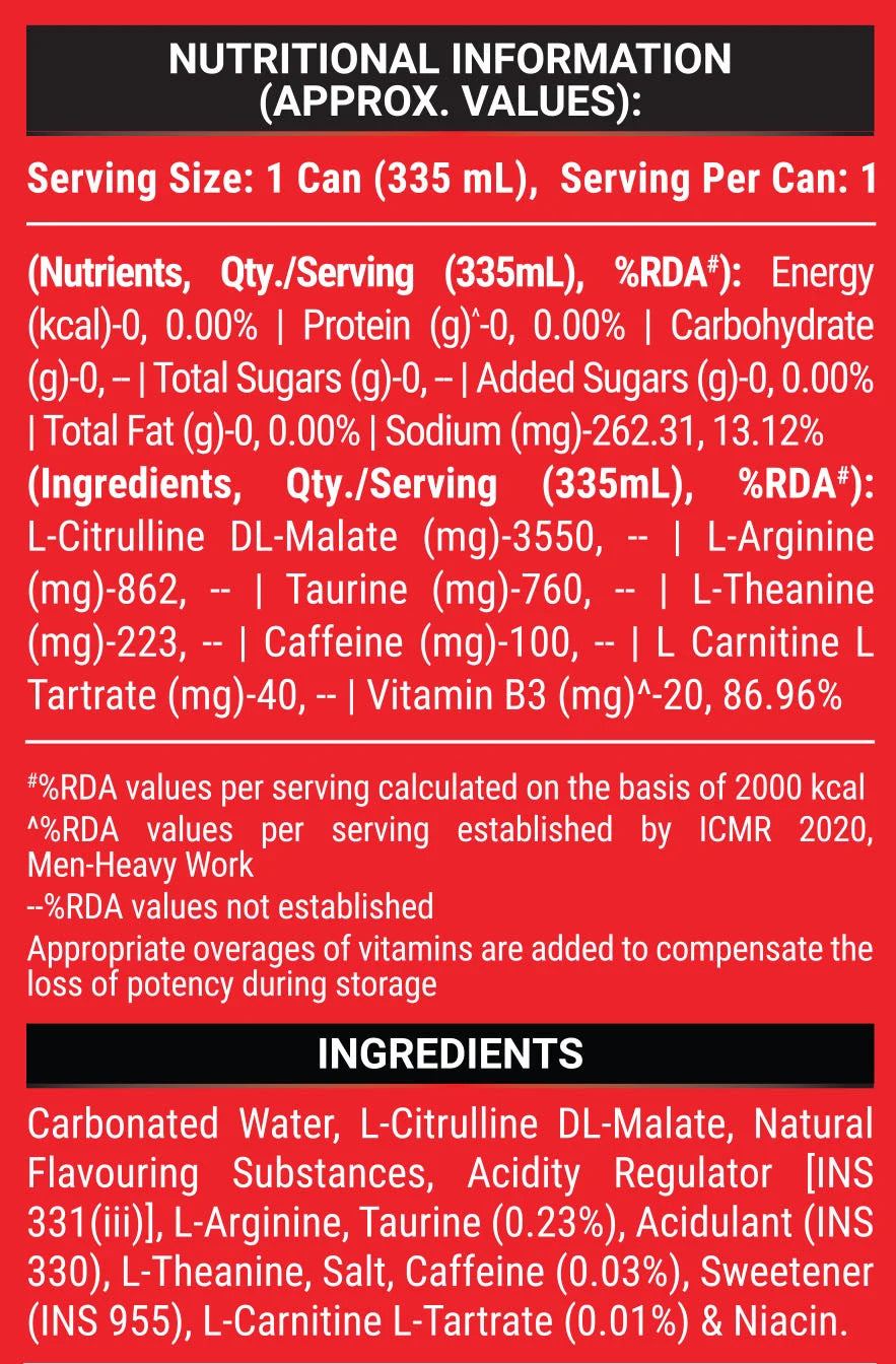 MUSCLEBLAZE WRATHX ZERO SUGAR ENERGY DRINK 335 ML
