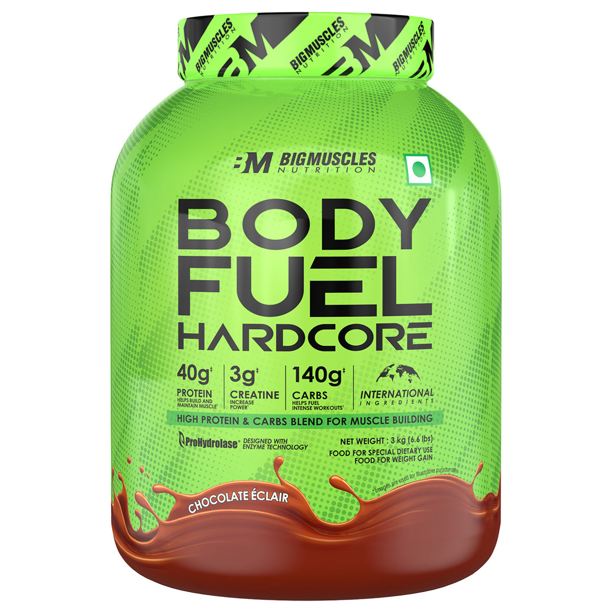 BIGMUSCLES BODYFUEL HARDCORE 3 KG CHOCOLATE ECLAIR