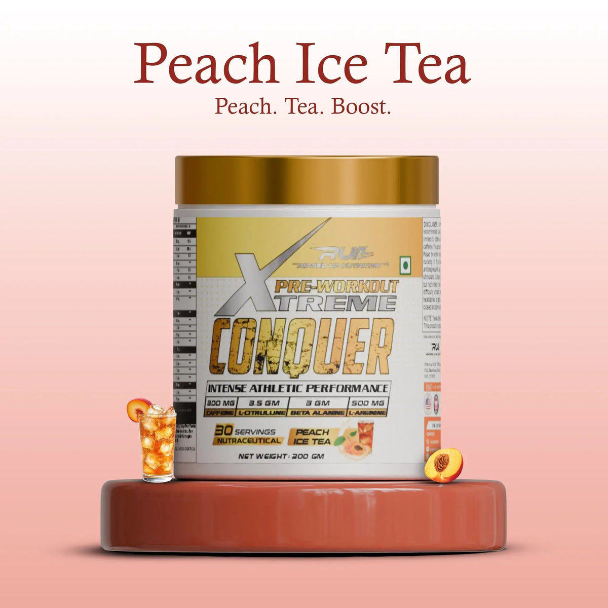 RIPPED UP NUTRITION PRE-WORKOUT XTREME CONQUER 300 GM PEACH ICE TEA