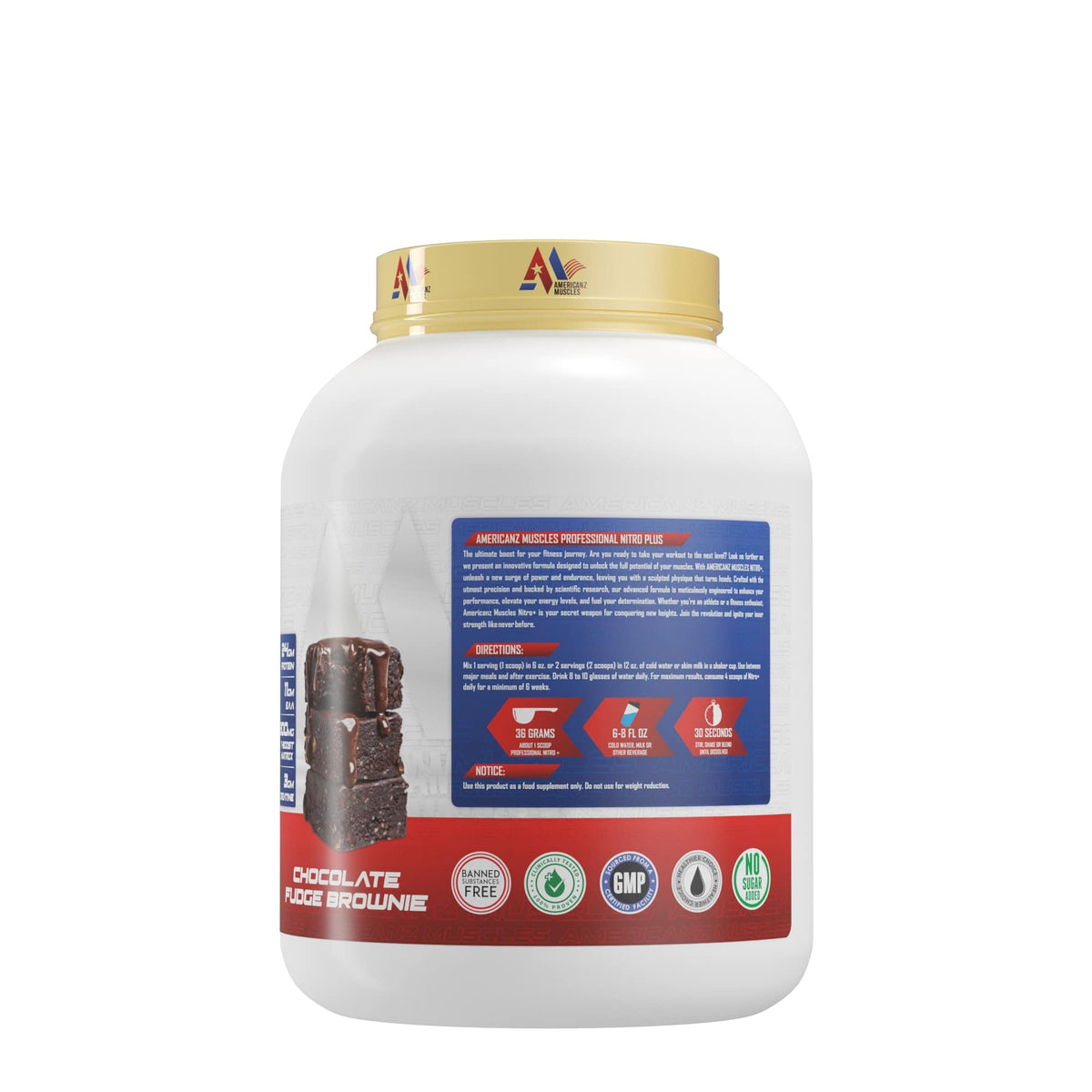 AMERICANZ MUSCLES PROFESSIONAL NITRO PLUS 1.81 KG CHOCOLATE FUDGE BROWNIE