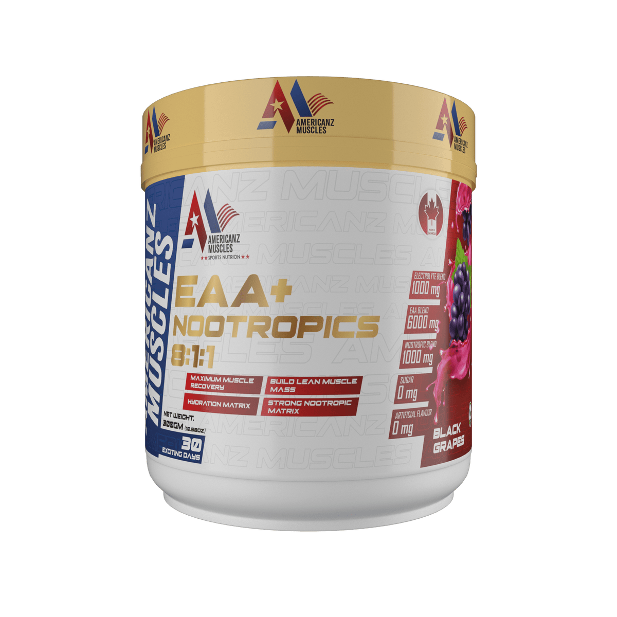 Americanz Muscles Eaa+Nootropics 8:1:1 300 Gm Black Grape