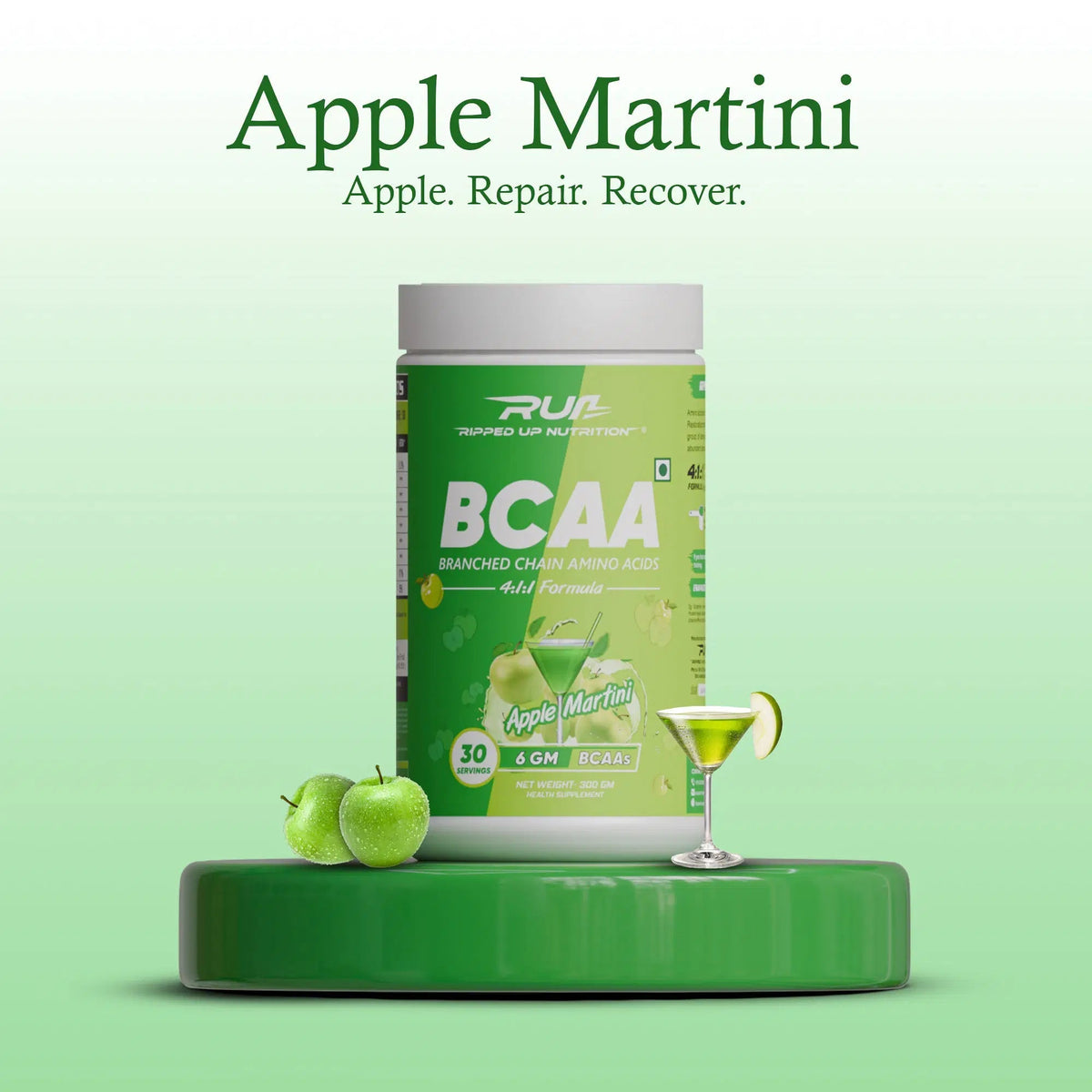RIPPED UP NUTRITION BCAA 300 GM APPLE MARTINI
