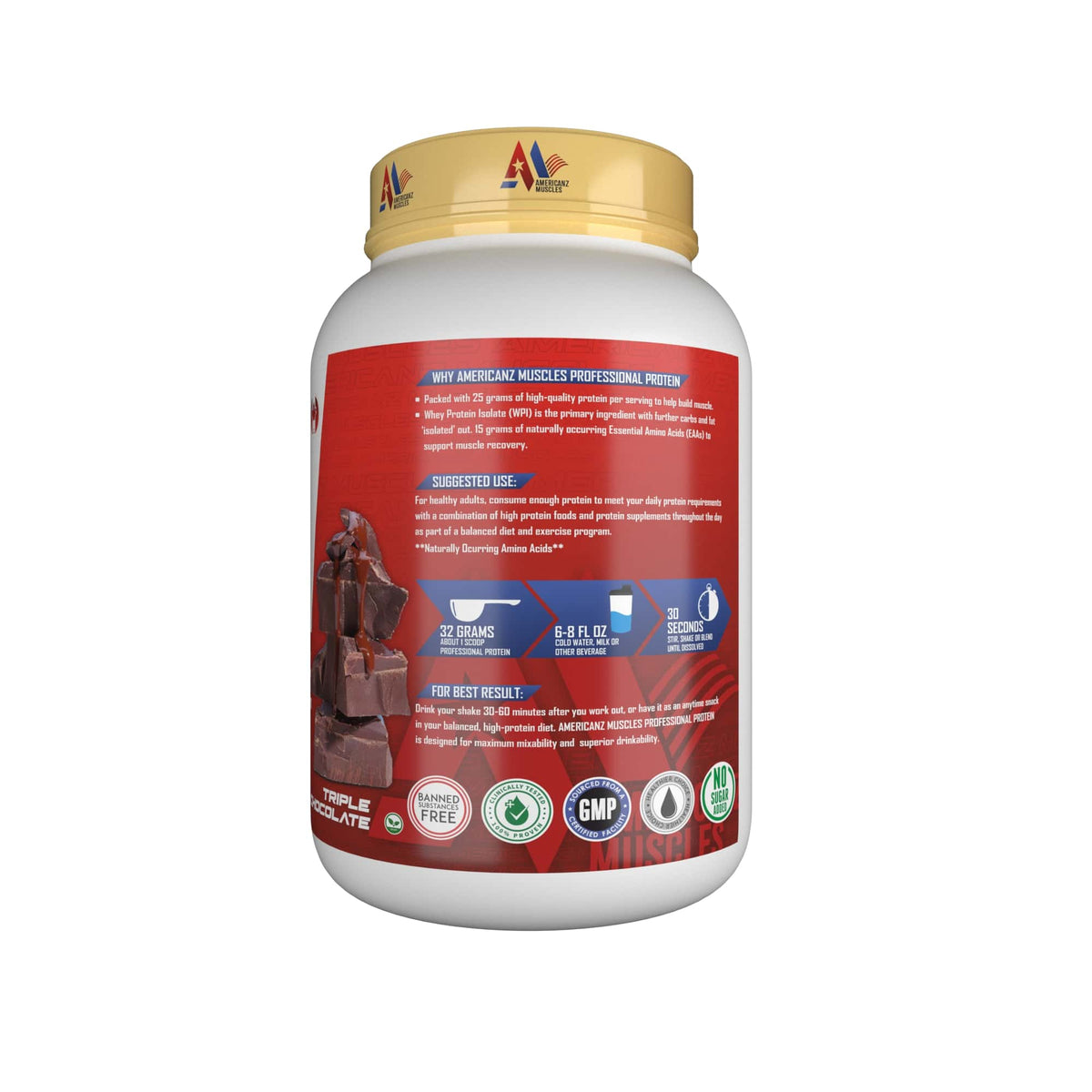 AMERICANZ MUSCLES PROFESSIONAL PROTEIN 900 GM TRIPLE CHOCOLATE