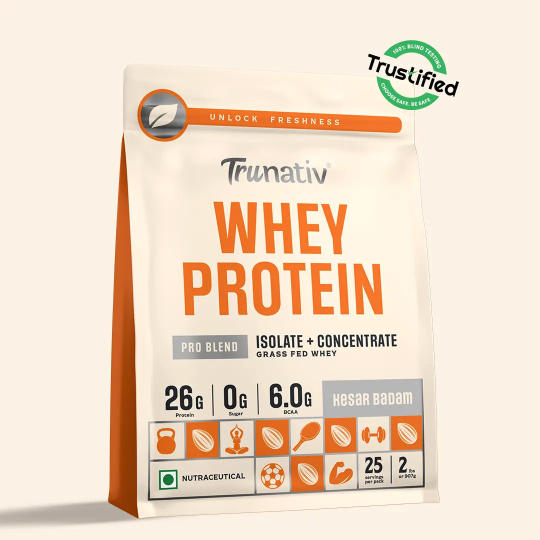 TRUNATIV WHEY PROTEIN PRO BLEND ISOLATE + CONCENTRATE 907 GM KESAR BADAM