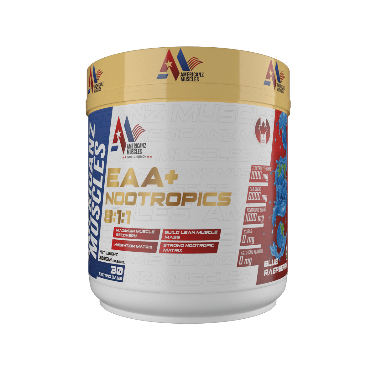 Americanz Muscles Eaa+Nootropics 8:1:1 300 Gm Blue Raspberry