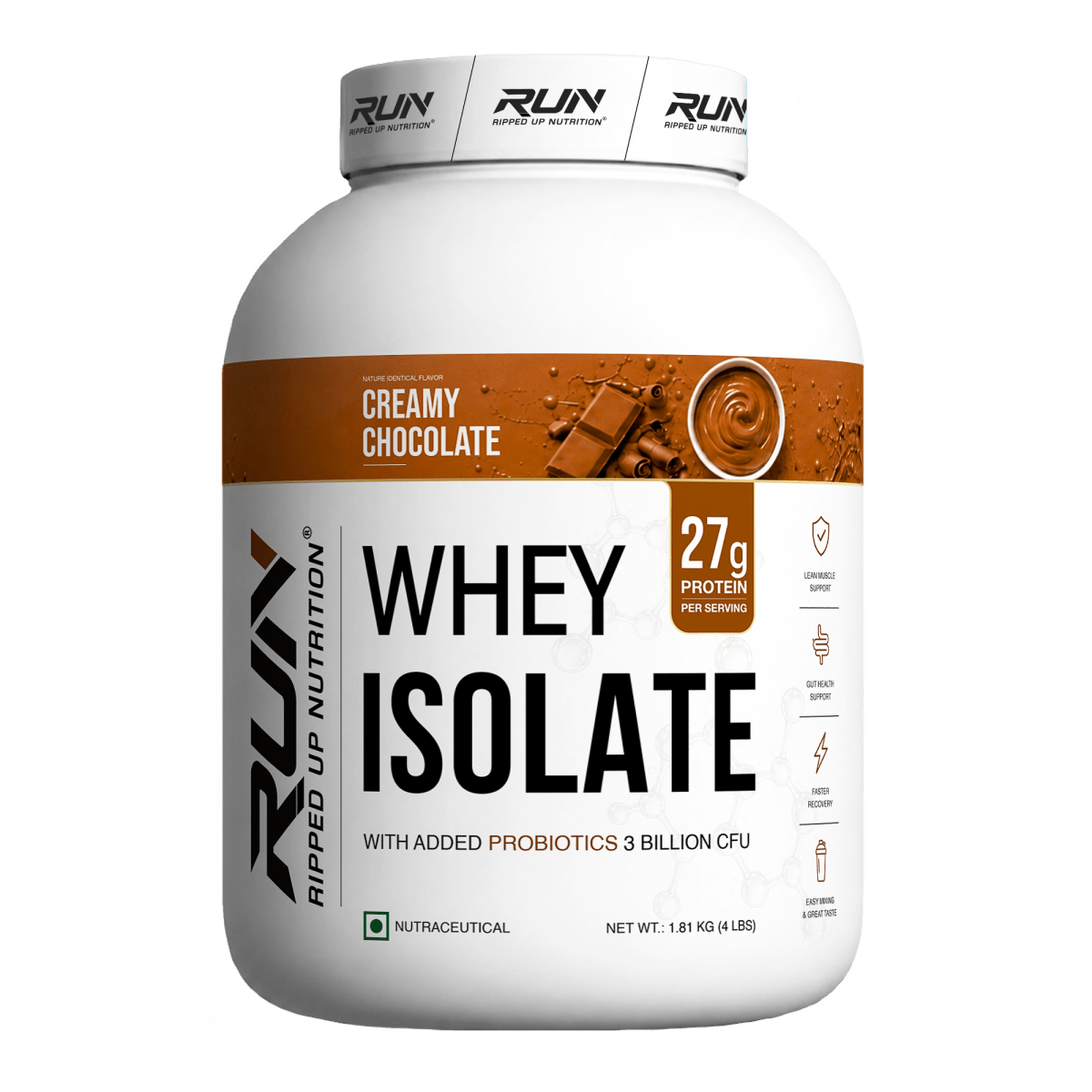 RIPPED UP NUTRITION ISOLATE 100% WHEY PROTEIN PURE ISOLATE 1.81 KG CREAMY CHOCOLATE