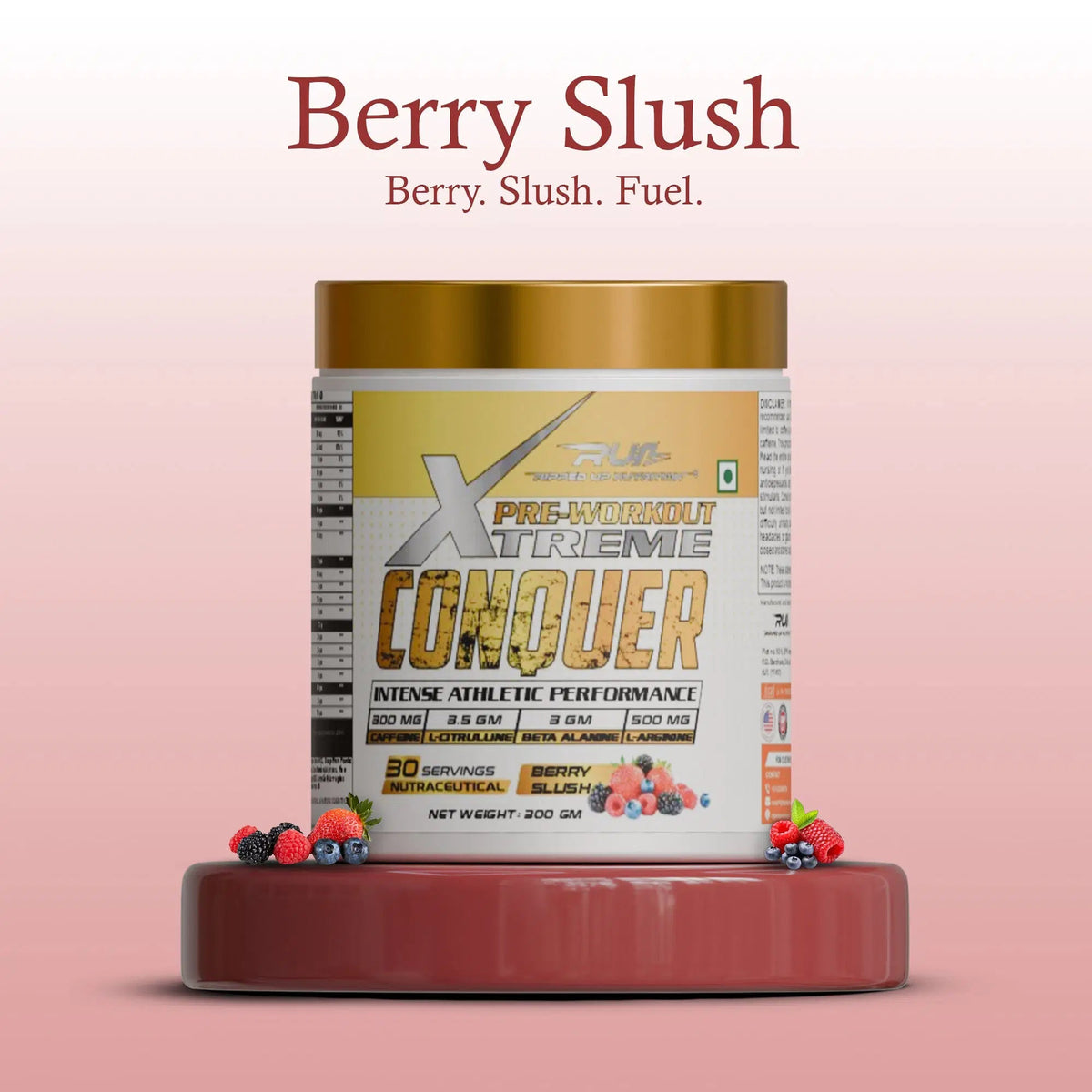 RIPPED UP NUTRITION PRE-WORKOUT XTREME CONQUER 300 GM BERRY SLUSH