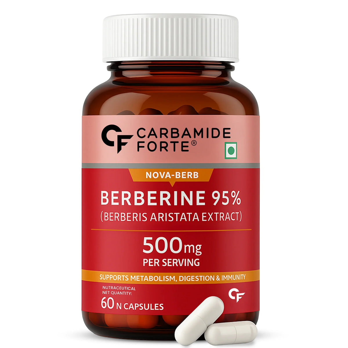 Carbamide Forte Nova Berberine 60 Capsules - front