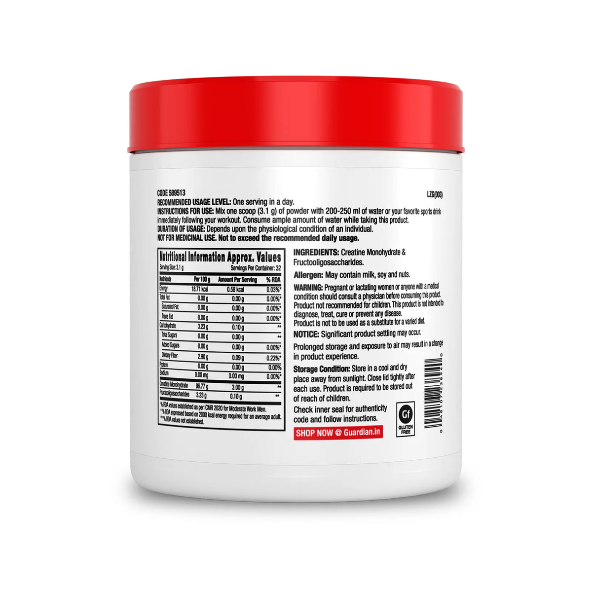 Gnc Pro Performance Creatine 100 Gm Unflavoured