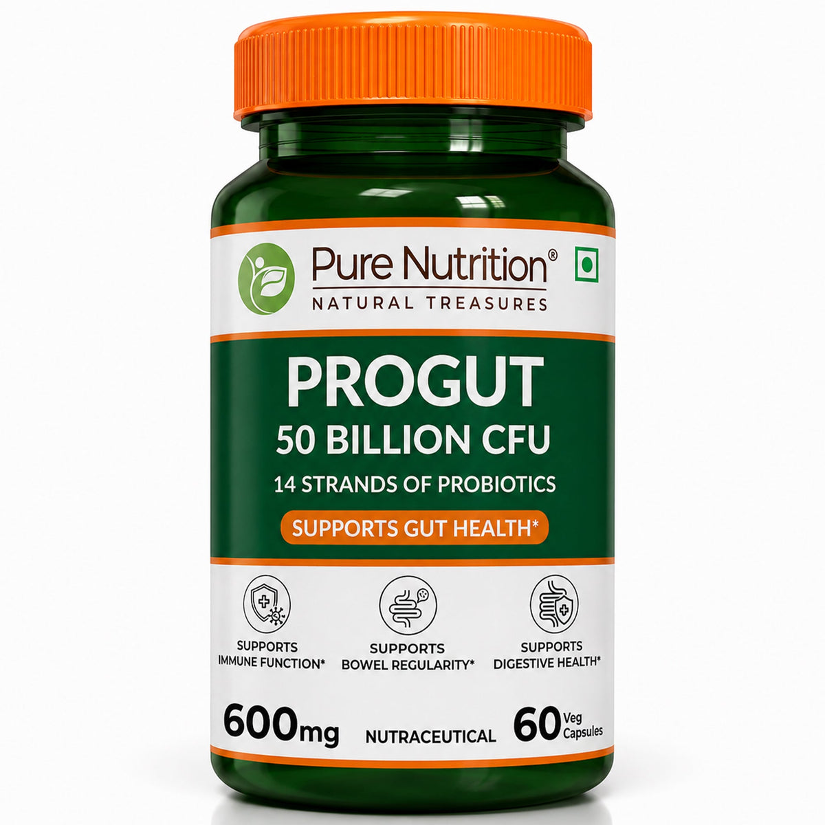 PURE NUTRITION PROGUT 50 BILLION CFU 600 MG 60 VEG CAPSULES