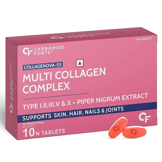 Carbamide Forte Collagenova-5X Multi Collagen Complex 10 Tablets - front