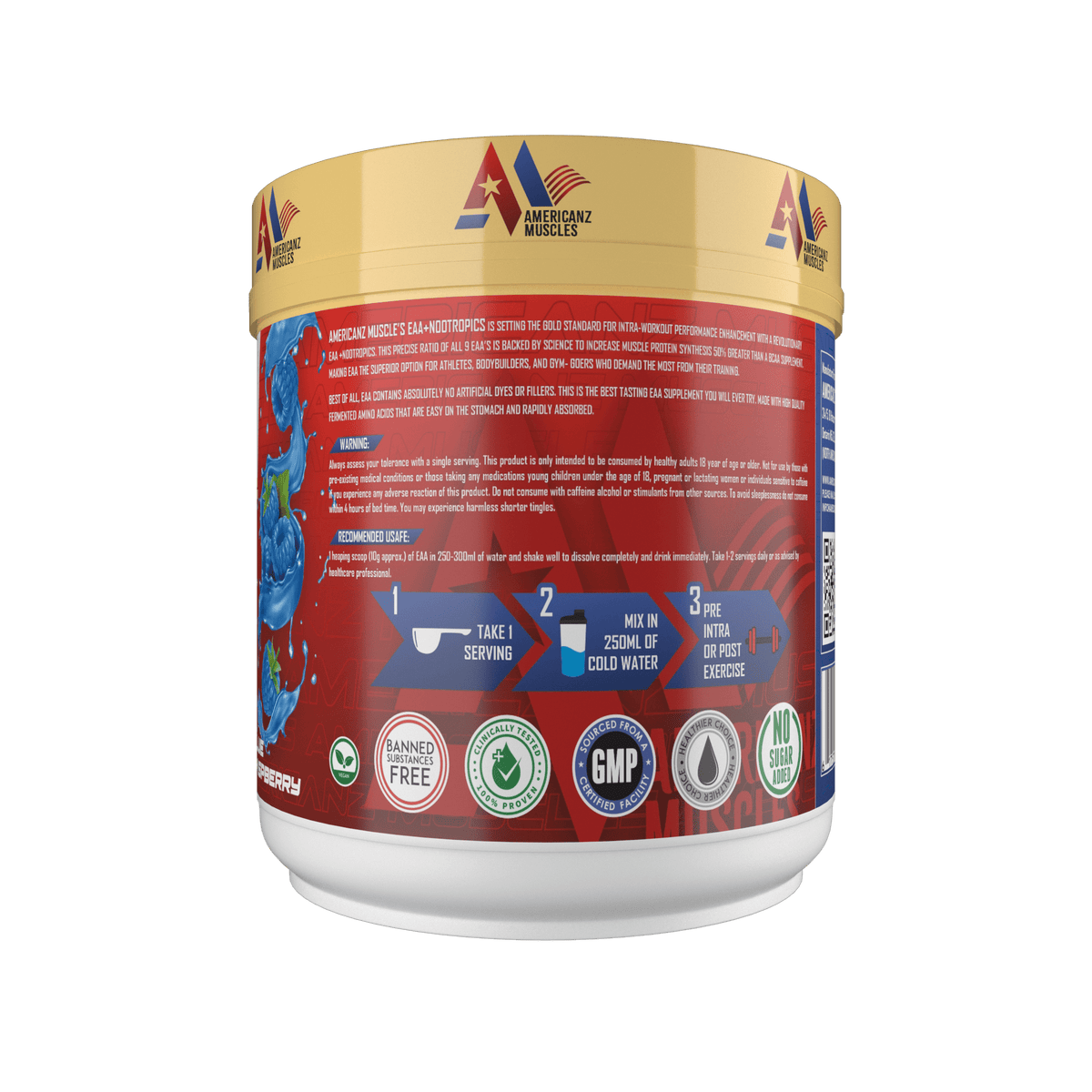 Americanz Muscles Eaa+Nootropics 8:1:1 300 Gm Blue Raspberry