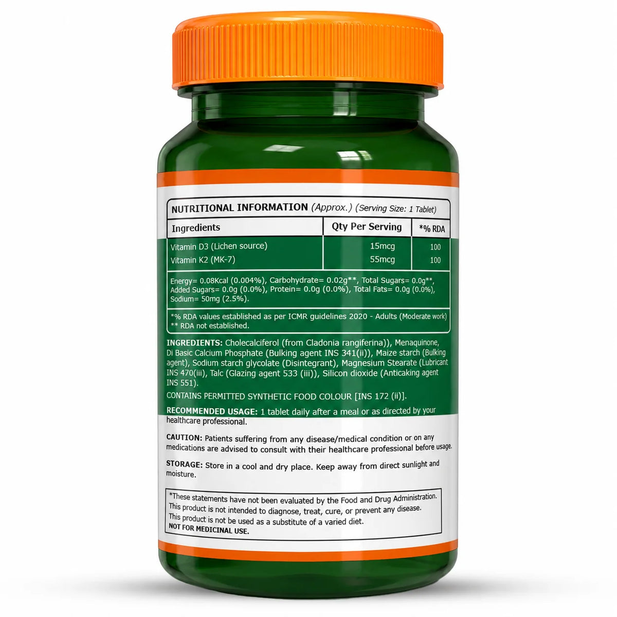 Pure Nutrition Vitamin D3 + K2 350 Mg 60 Veg Tablets