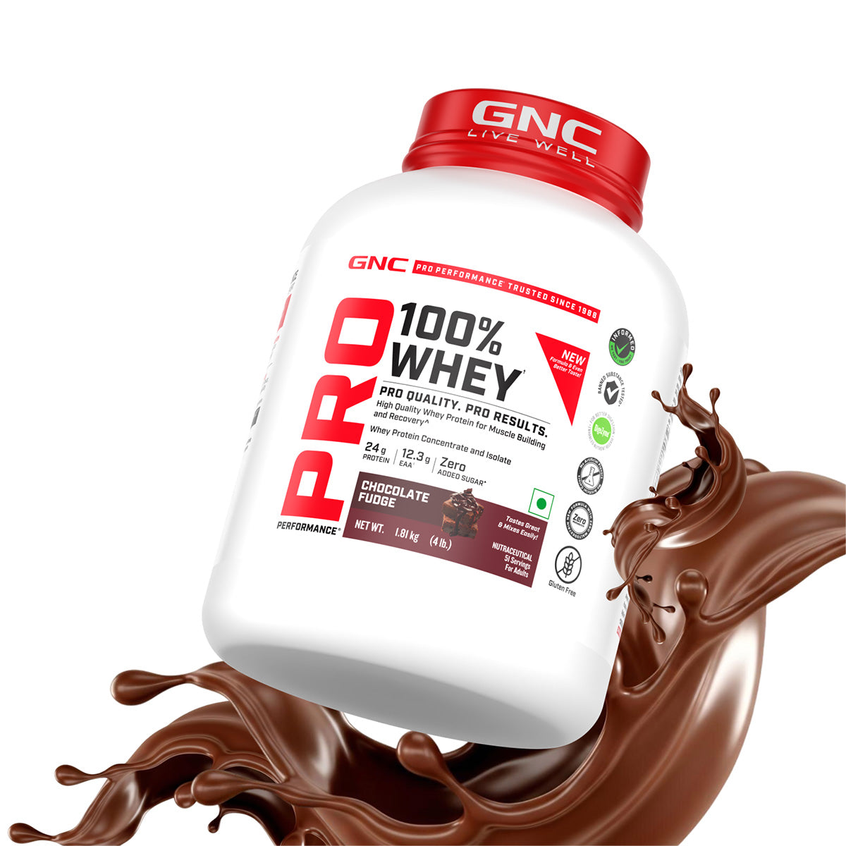 Gnc Pro Performance 100% Whey 1.81 Kg Chocolate Fudge - Front