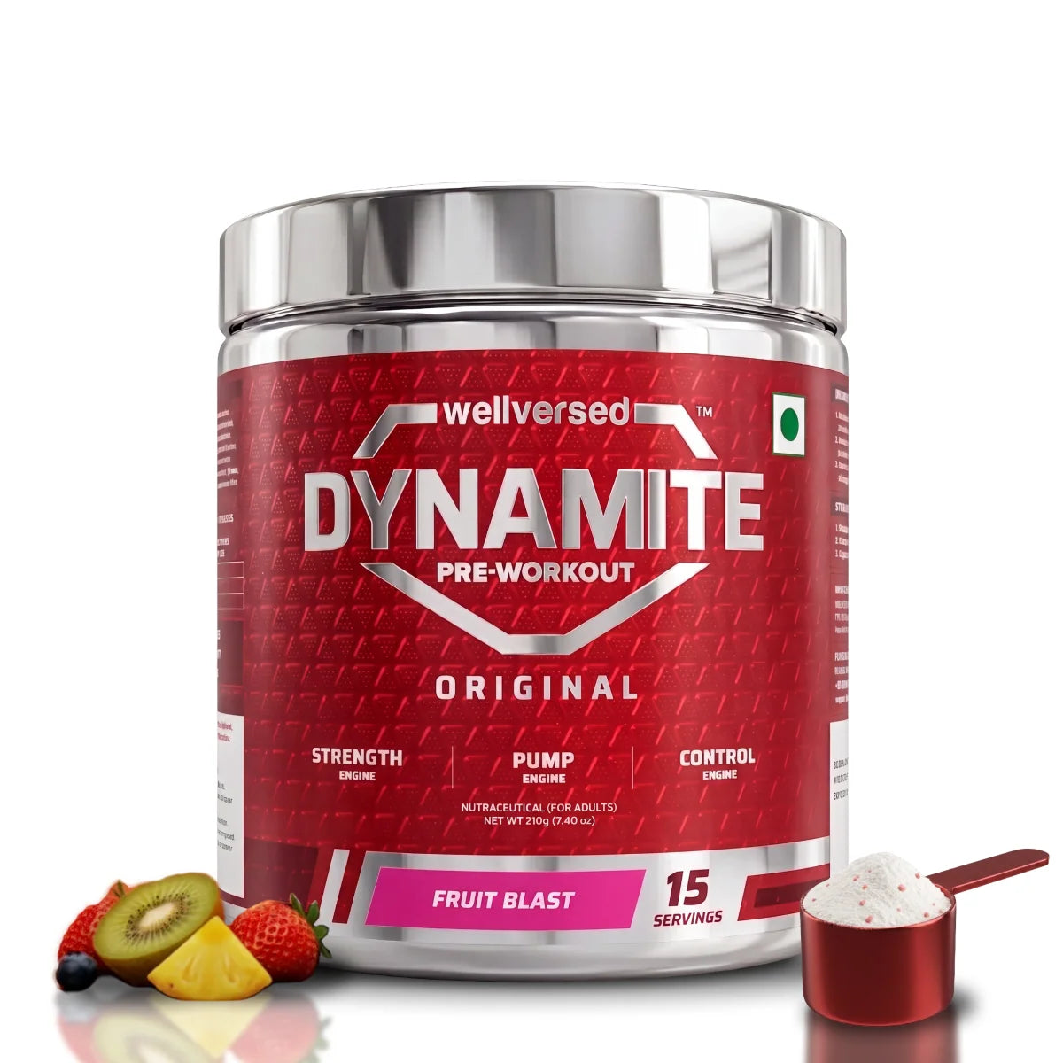 Wellversed Dynamite Pre-Workout Original 210 Gm Fruit Blast - front