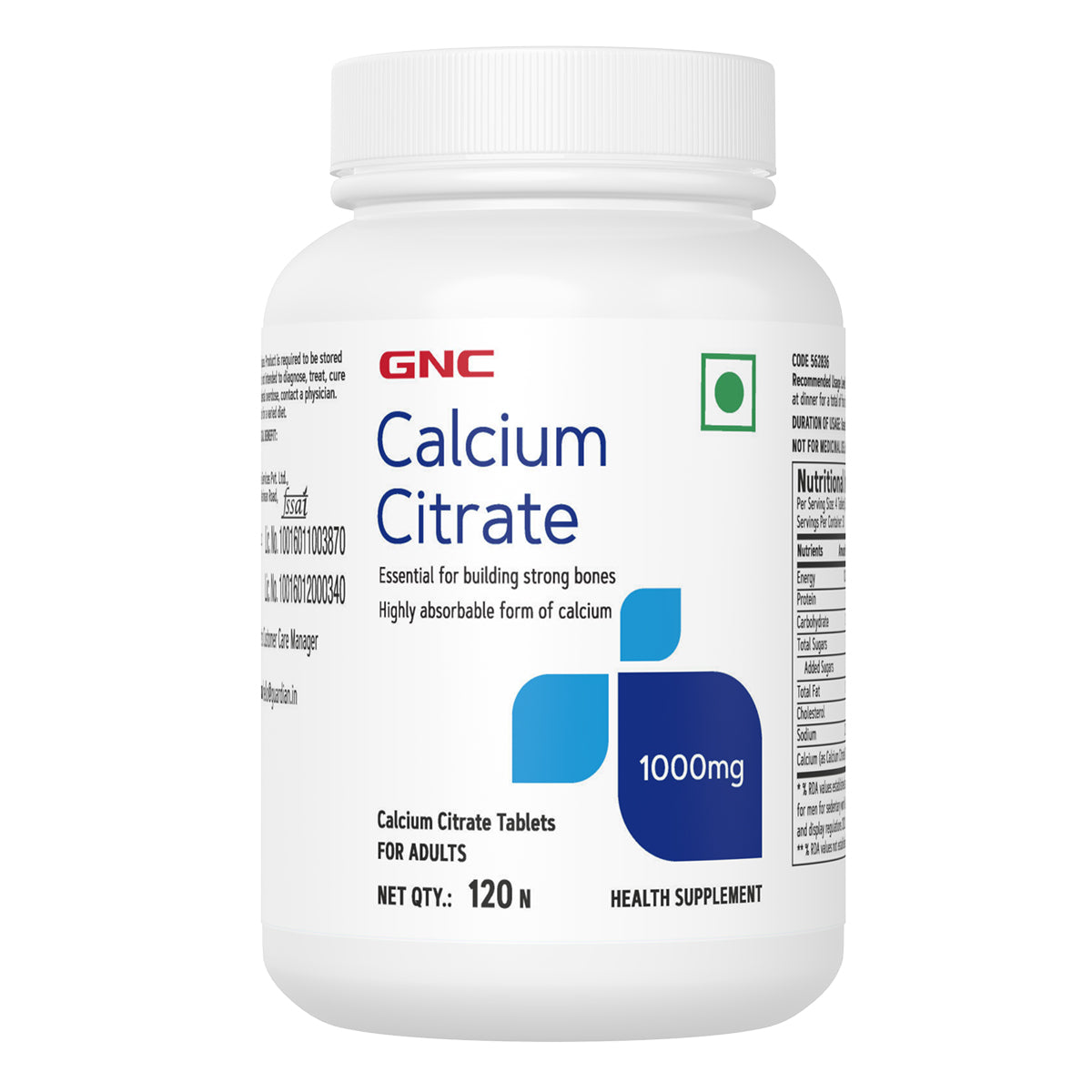 GNC CALCIUM CITRATE 1000 MG 120 TABLETS