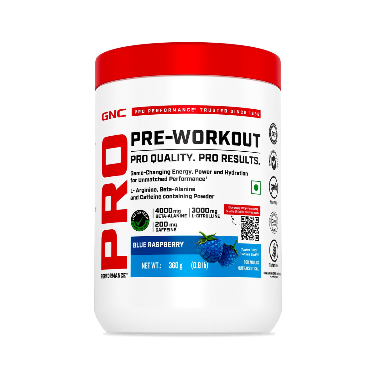 GNC PRO PERFORMANCE PRE-WORKOUT 360 GM BLUE RASPBERRY