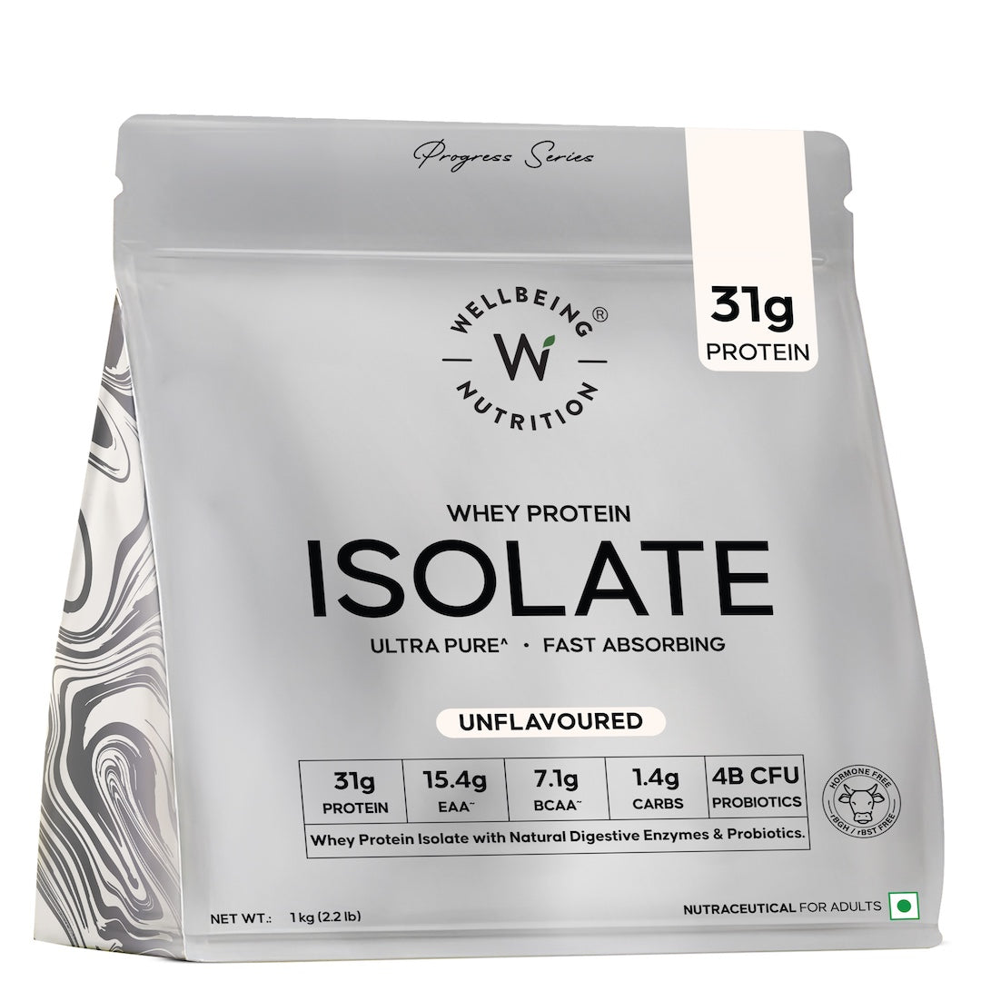Wellbeing Nutrition 100% Whey Protein Isolate 1 Kg Unflavoured - Front