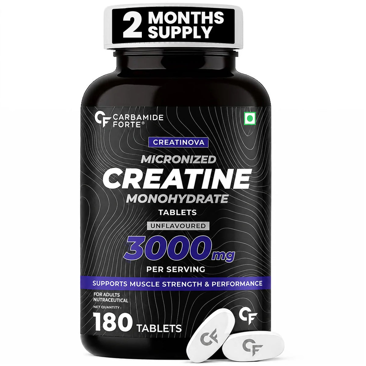 Carbamide Forte Micronized Creatine Monohydrate 3000 Mg 180 Tablets - front