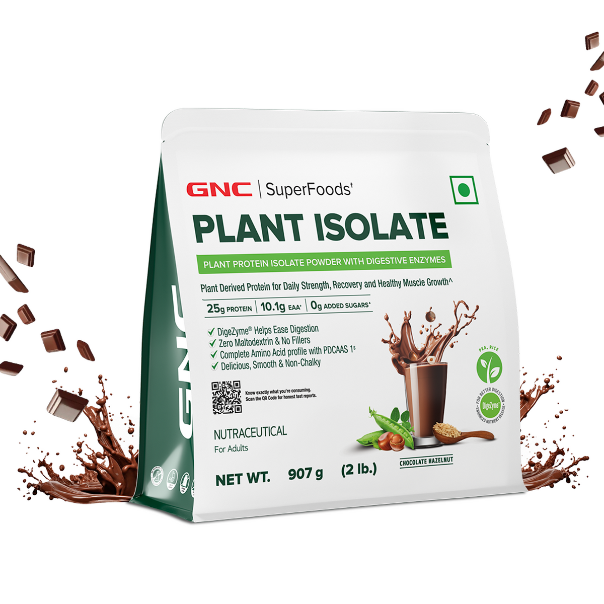 GNC SUPERFOODS PLANT ISOLATE 907 GM CHOCOLATE HAZELNUT