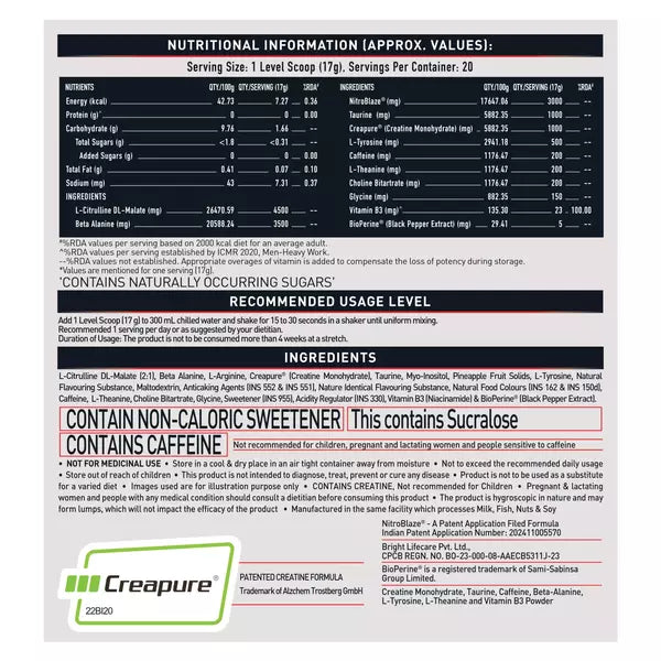 Muscleblaze Pre-Workout Wrathx 340 Gm Fruit Fury