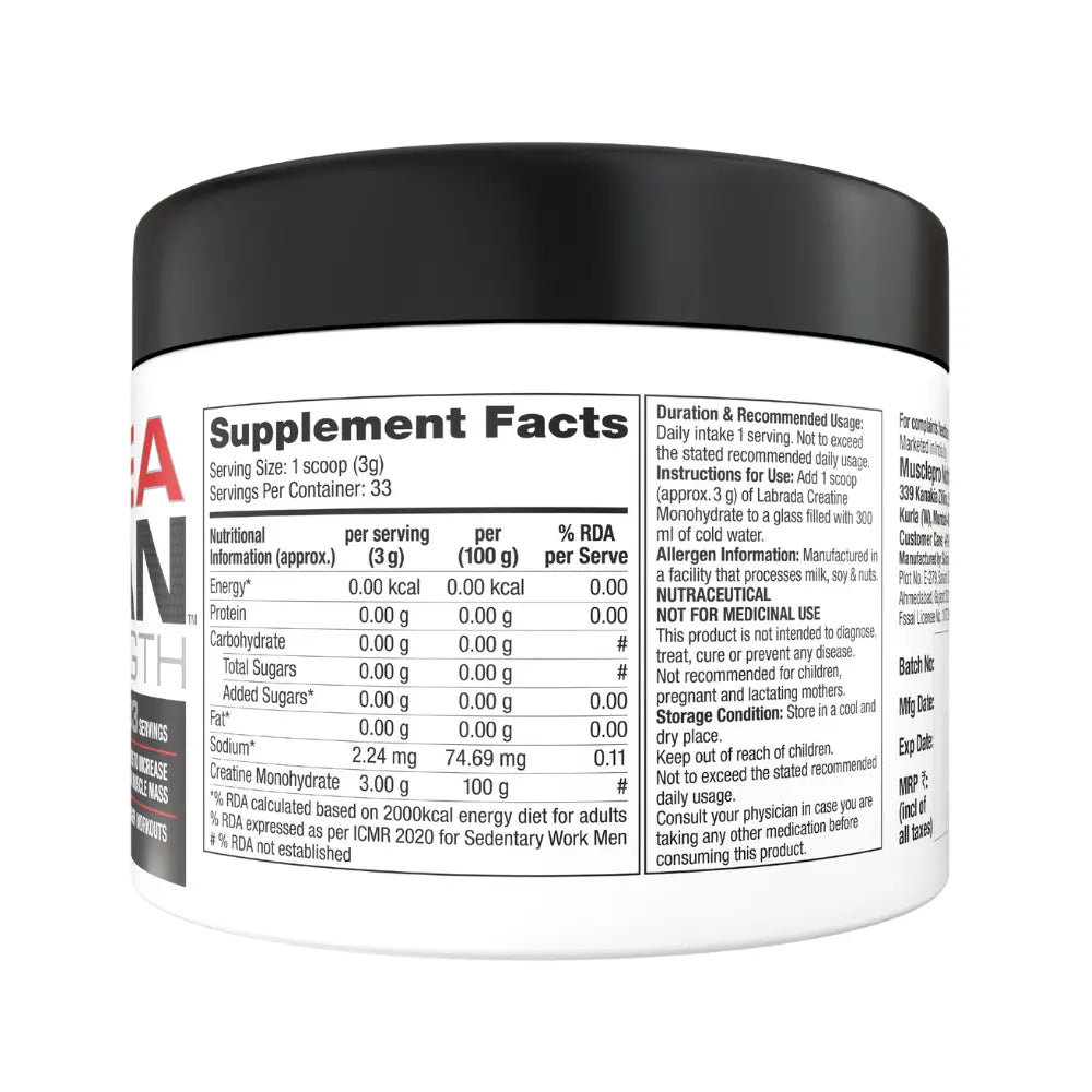 Labrada Crea Lean Strength Creatine 100 Gm - front