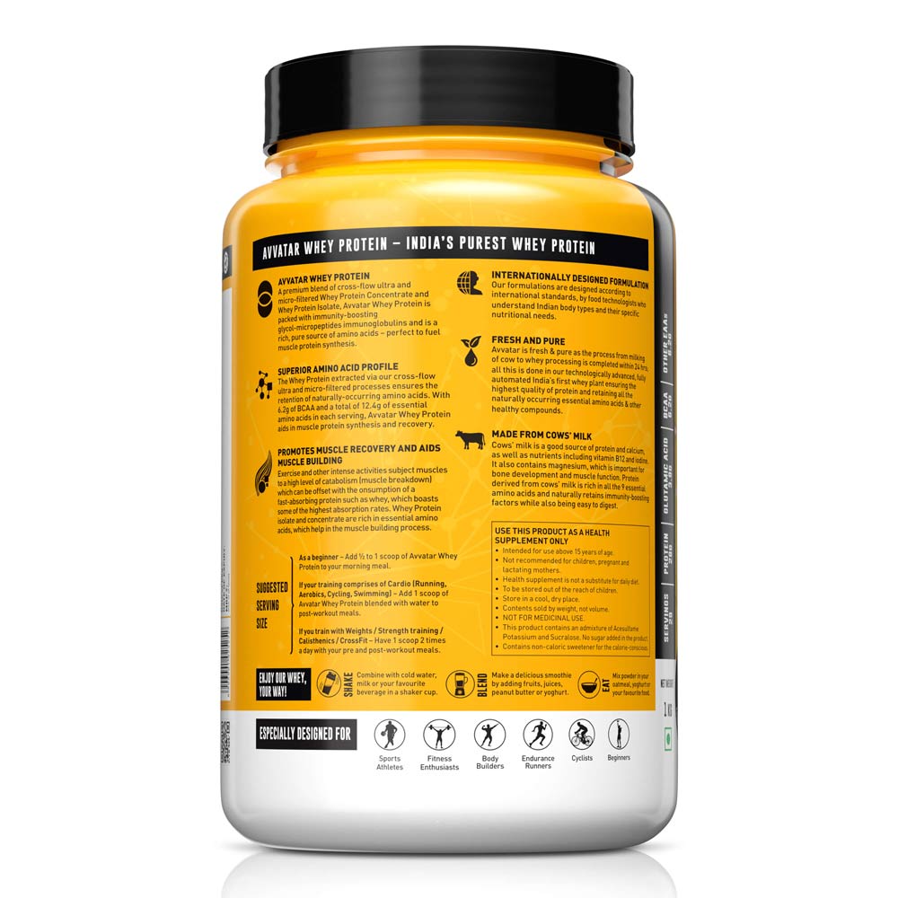 Avvatar Whey Protein 1 Kg Malai Kulfi - Back