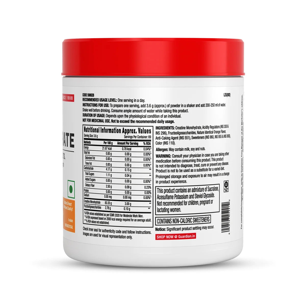 Gnc Pro Performance Creatine 250 Gm Orange - front