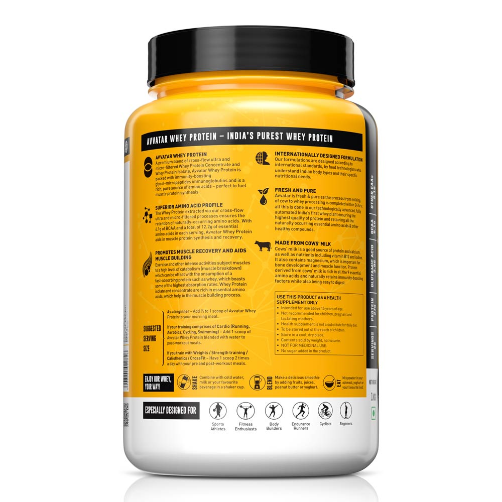 Avvatar Whey Protein 1 Kg Unflavoured - Back