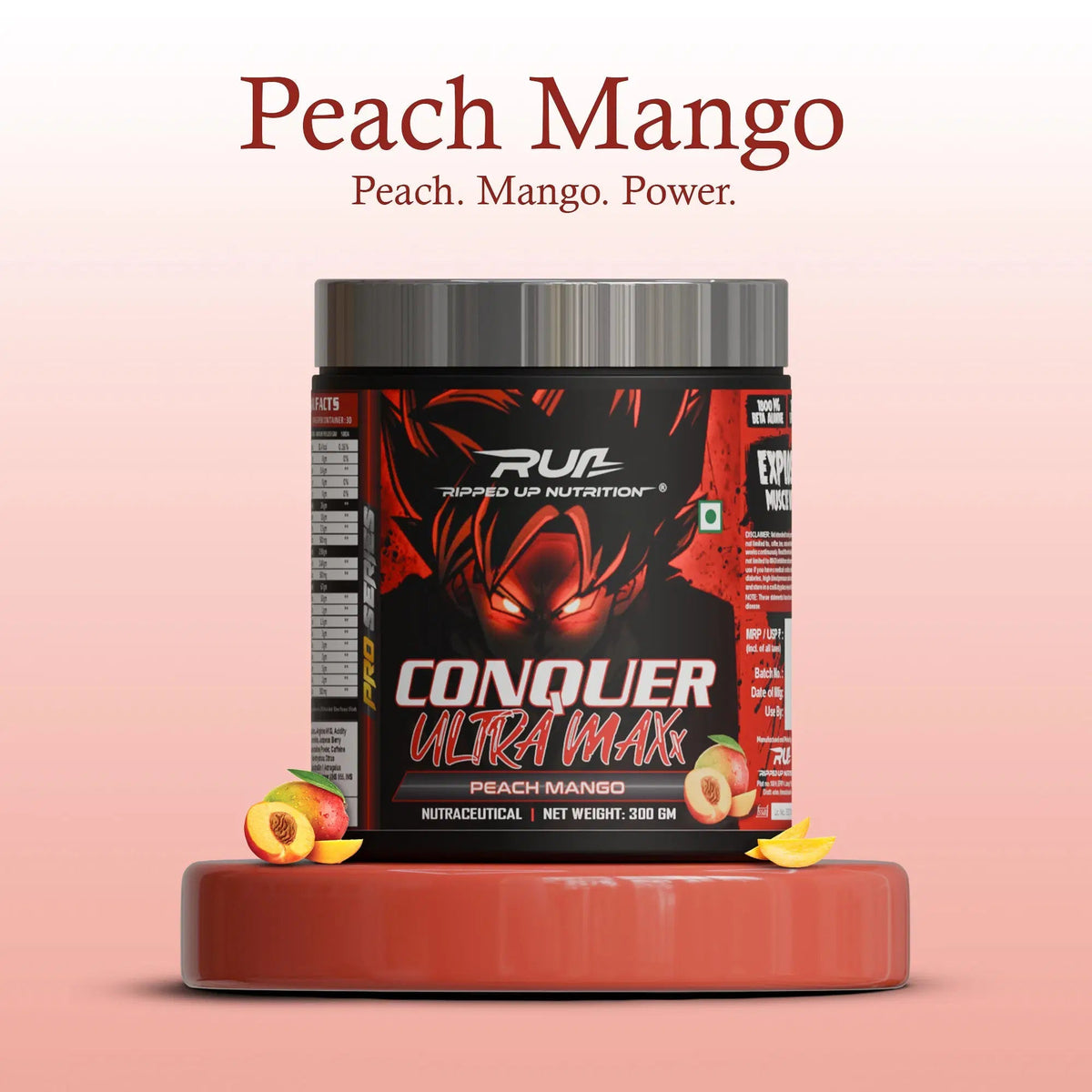 RIPPED UP NUTRITION PRE-WORKOUT ULTRA MAXX CONQUER 300 GM PEACH MANGO