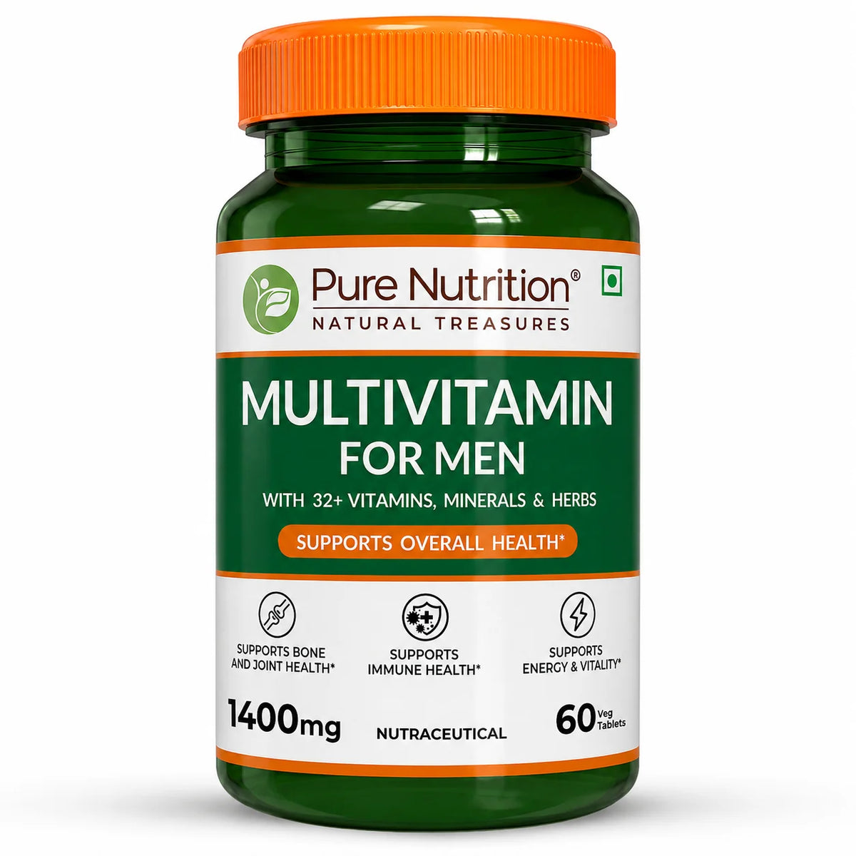 Pure Nutrition Multivitamin For Men 1400 Mg 60 Veg Tablets - front