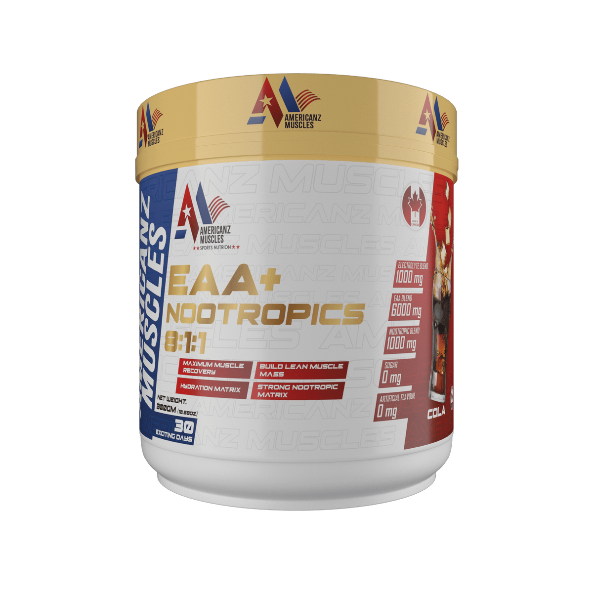 Americanz Muscles Eaa+Nootropics 8:1:1 300 Gm Cola