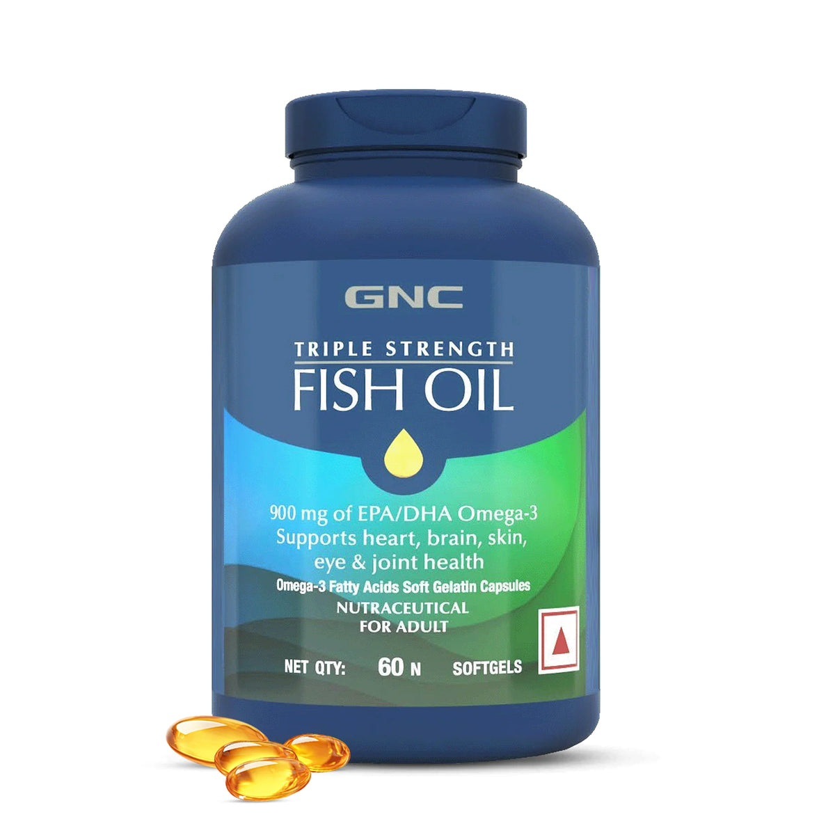 Gnc Triple Strength Fish Oil 60 Softgels - front