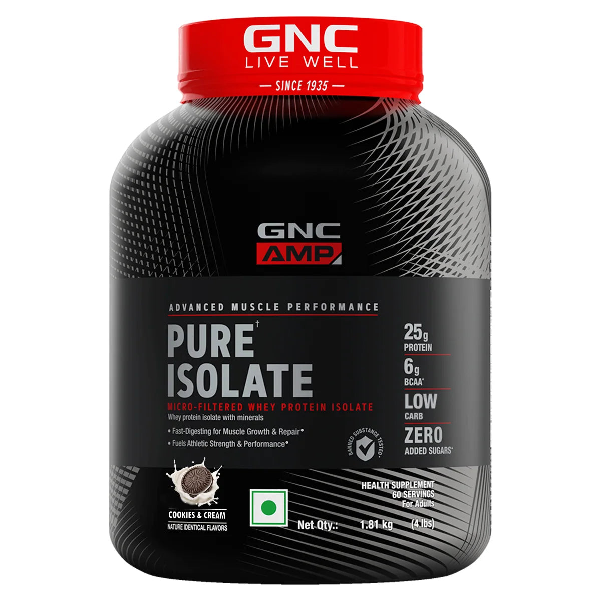 Gnc Amp Pure Isolate 1.81 Kg Cookies & Creame - front