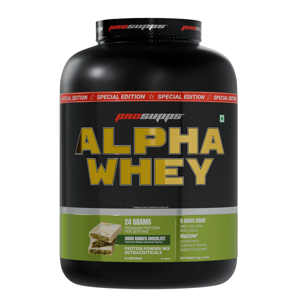 Prosupps Alpha Whey 2 Kg Dubai Kunafa Chocolate - front