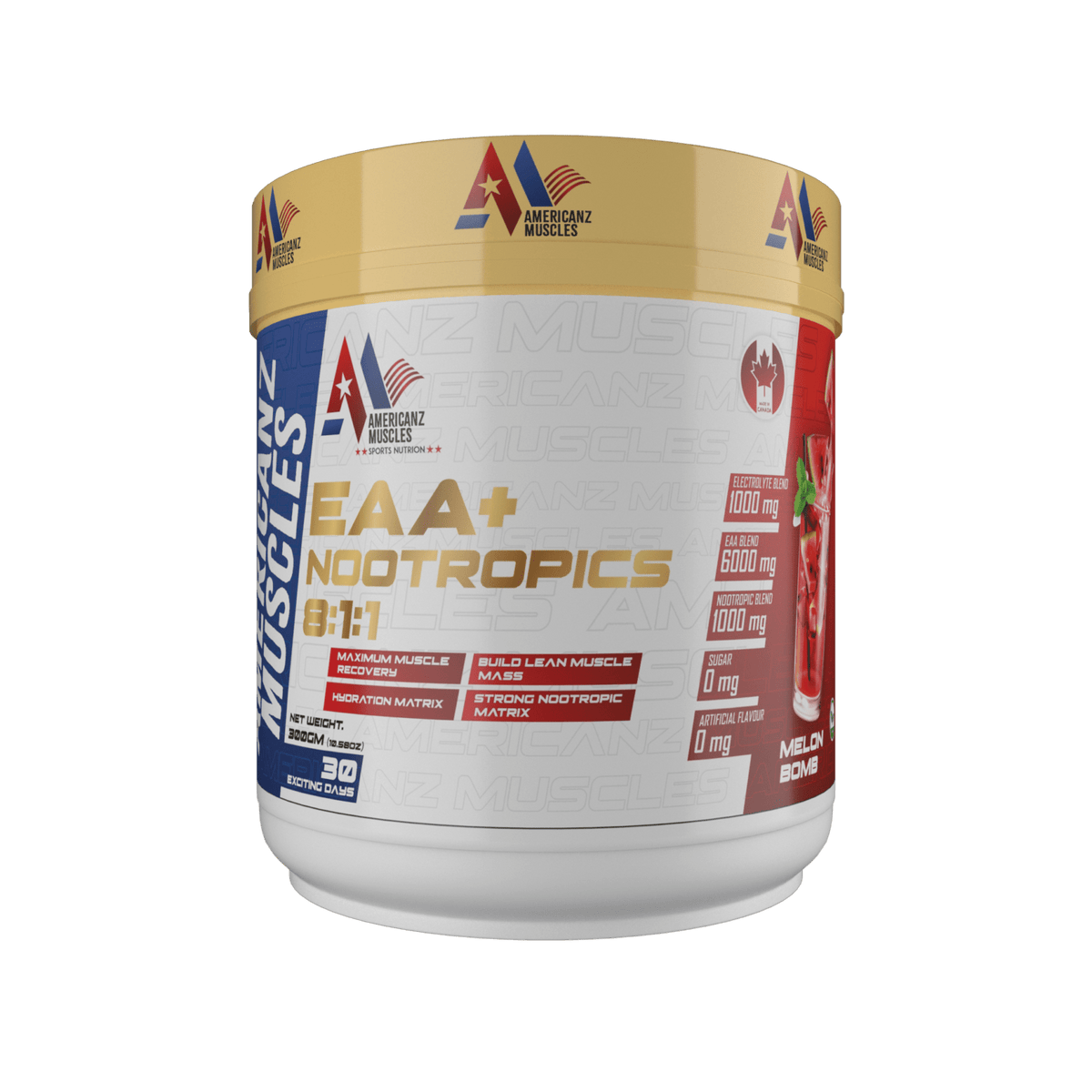 Americanz Muscles Eaa+Nootropics 8:1:1 300 Gm Melon Bomb - front