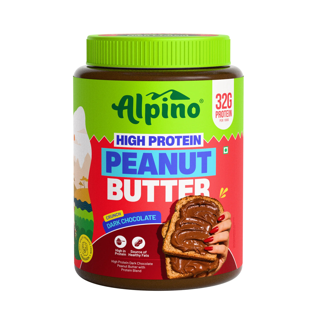 ALPINO HIGH PROTEIN PEANUT BUTTER 1 KG DARK CHOCOLATE CRUNCH