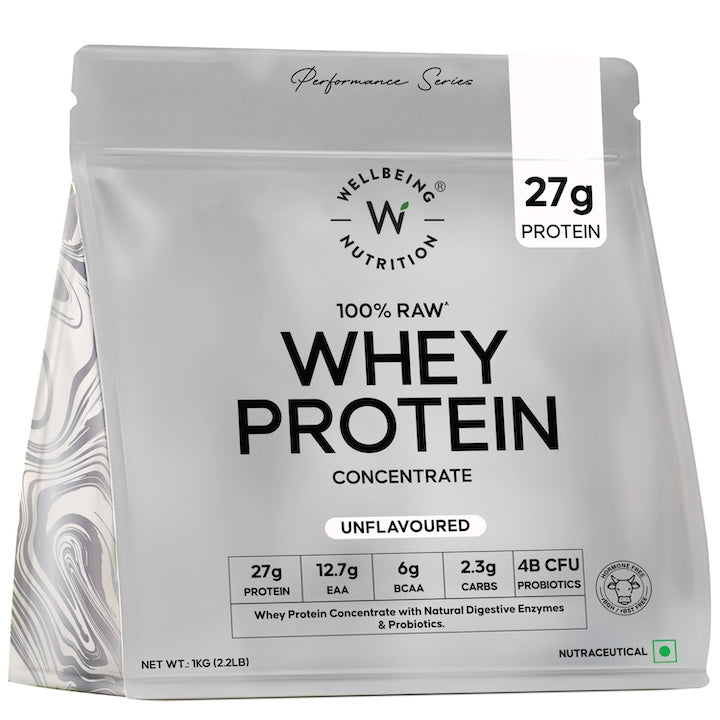WELLBEING NUTRITION 100% RAW WHEY PROTEIN CONCENTRATE 1 KG UNFLAVOURED