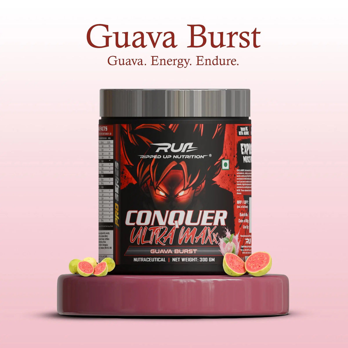 RIPPED UP NUTRITION PRE-WORKOUT ULTRA MAXX CONQUER 300 GM GUAVA BURST