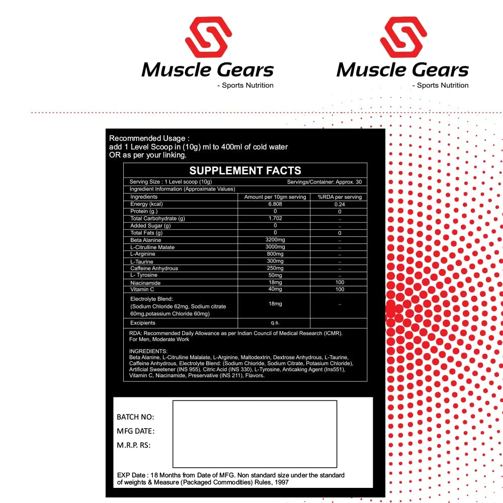 Muscle Gears Blast Pre-Workout 300 Gm Black Current With Mint