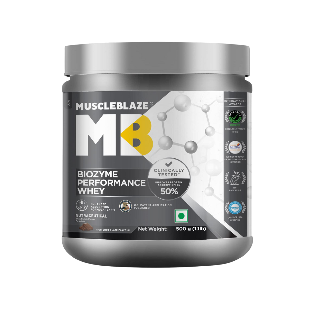 MuscleBlaze Biozyme Performance Whey 500G Rich Chocolate image 0