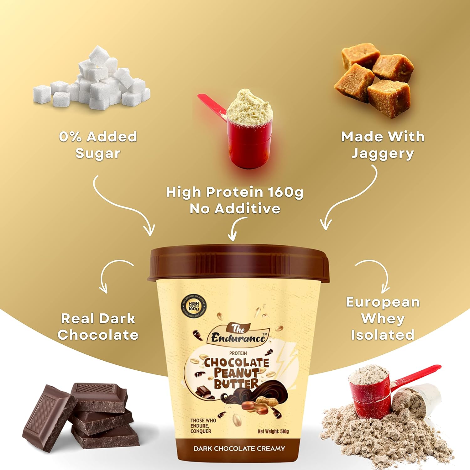 Endurance Peanut Butter 510gm Dark Chocolate Creamy image 3