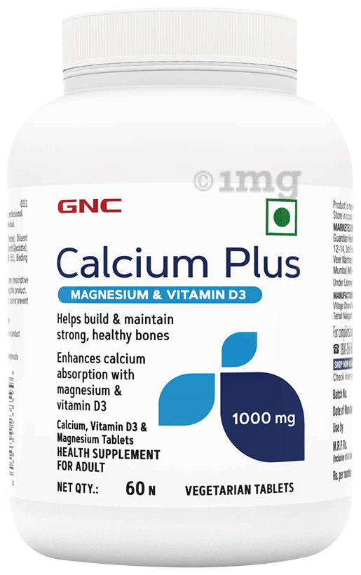 GNC Calcium Plus Magnesium & Vitamin D3 1000 Mg 60 Tablets - front