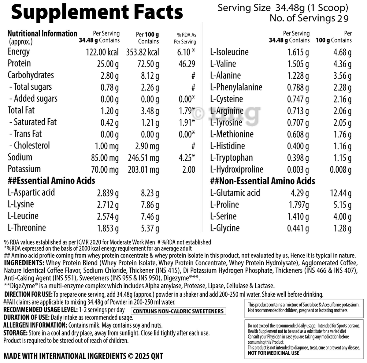 Qnt Prime Whey 1 Kg Coffee