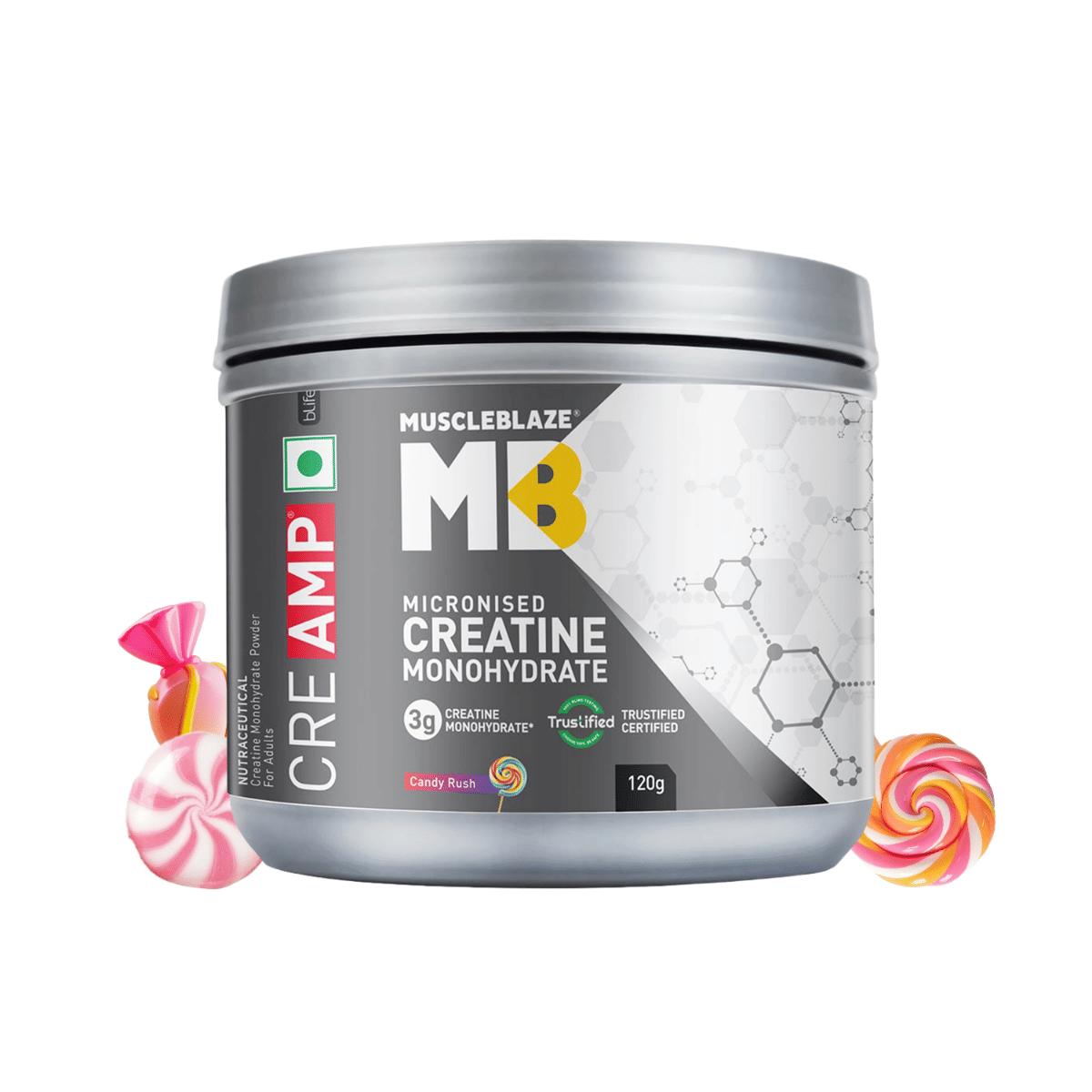 Muscleblaze Creamp Creatine 120 Gm Candy Rush - front