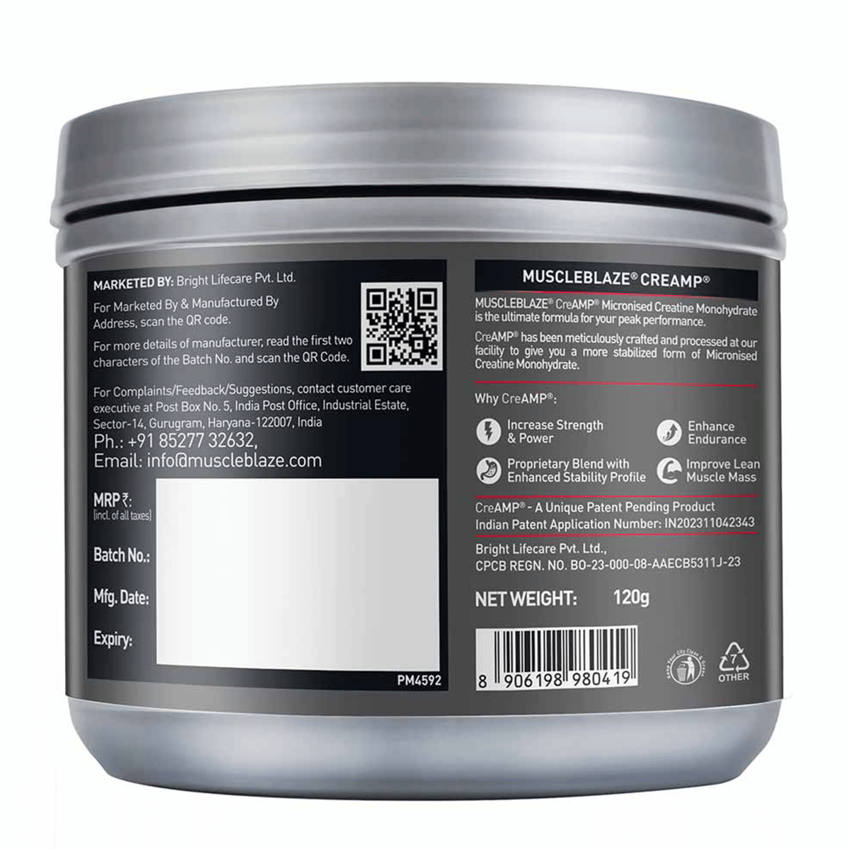 MUSCLEBLAZE CREAMP CREATINE 120 GM CANDY RUSH