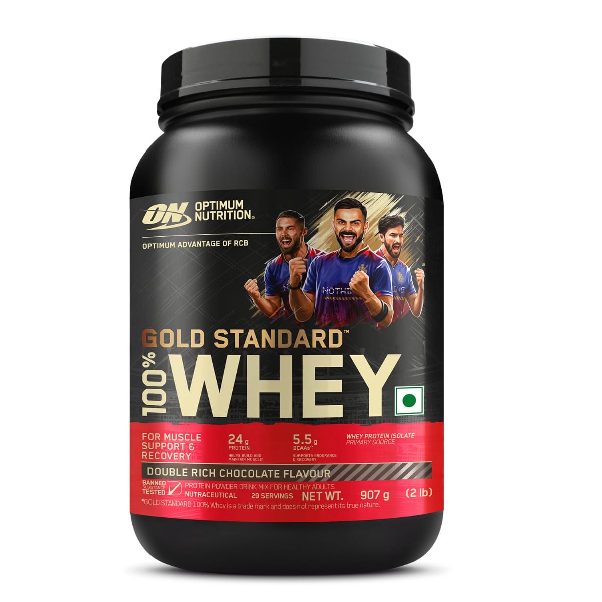 Optimum Nutrition Gold Standard 100% Whey 907 Gm Double Rich Chocolate - front